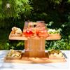 Mottiwood Vassoio Aperitivo 2 Ripiani, 4 Ciotole Estraibili, 4 Spazi Portabicchieri, Legno 100% Faggio, Tagliere Aperitivo Barca Trasportabile, 50x30x30hcm, Novità, Made in Italy