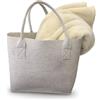 Generico BIBIHOME - Soffice Plaid in sherpa+Borsa in panno lenci di S&G Home (130X160 cm) (PANNA)