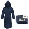 Irge Accappatoio Microfibra Cappuccio e Borsetta Unisex (Blu, L)