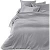 IL BOTTEGONE Parure Copripiumino Matrimoniale in Raso di Cotone Lucido Tinta Unita Sacco e Federe Lussuoso Elegante Due Piazze Set Letto - (Grigio)