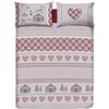BIANCHERIAWEB Copripiumino Sacco Piumone Cotone Flanella Pensieri Delicati Disegno Chalet Matrimoniale Rosso