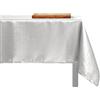 IL BOTTEGONE Tovaglia Antimacchia Quadrata Natalizia Tessuto Brillantini con Lurex Resistente Alle Macchie (Bianco/Argento, 140x140 cm)