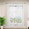 WOLTU Tende Trasparenti con Passanti per Soggiorno Camera da Letto 2 Pannelli in Voile Ricami Floreali Moderne, 140x245 cm Grigio