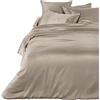 IL BOTTEGONE Parure Copripiumino Matrimoniale in Raso di Cotone Lucido Tinta Unita Sacco e Federe Lussuoso Elegante Due Piazze Set Letto - (Tortora)