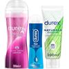 Durex Kit 3 Gel Massaggi & Lubrificanti Intimi a Base Acquosa | Play 2in1 Aloe Vera 200ml + Feel 50ml + Naturals Pure 100ml
