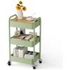 Shrivee Carrello a rotelle a 3 livelli con tavolo, carrello da servizio, carrello multiuso in metallo, scaffale su ruote, scaffale, organizer da cucina, robusto carrello multiuso per cucina(Verde)