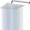 Voolan Soffione Doccia Voolan Rain con Braccio di Estensione, Soffioni a Pioggia in Acciaio Inossidabile, Soffione Doccia 30cm Quadrato ad Alto Flusso (Braccio Doccia 38cm)