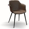 KONTE.DESIGN Set di 4 sedie CANNES in ecopelle marrone
