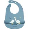 STERNTALER Bavaglino in Silicone Dino Rexi - Bavaglino Alimentare con Vassoio di Raccolta Privo di BPA, Lavabile in Lavastoviglie, Blu Medio