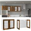 Hovothy Mobile Pensile Vetro Rovere Fumo 80x31x60cm Legno Multistrato Pensile Sospeso Mobile Sospeso Credenza Cucina Mobile Cucina Armadio Salvaspazio Armadio Cucina Armadio Legno Armadio da Cucina
