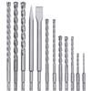kwb Einhell - Set di 12 scalpelli SDS-plus (accessori per martello perforatore, con 10 punte per pietra, 1 scalpello piatto, 1 scalpello a punta, in pratica valigetta)