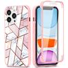 Yoedge Custodia per Samsung Galaxy A52 4G/5G Cover 6,5, 360 Gradi Full Body Cover con Protezione Integrata dello Schermo, Trasparente Silicone TPU Anteriore e PC Indietro Custodia, Marmo 2