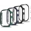Simpeak 4 Pezzi 2 in 1 Cover Compatibile con Apple Watch Series 11/10 46mm, Custodia Caso con Vetro Temperato HD Pellicola Protettiva Anti-Graffio Full Protezione, Clear, Nero, Blu, Verde