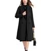 Vanchenl Donna Inverno Misto Lana Cappotto Tacca Risvolto Doppio Fila Casual Medio Pisello Lungo Trench Giacche Outwear, Nero , M