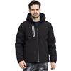 WORK IDEA Giacca softshell da uomo, impermeabile, traspirante, 2 in 1, maniche rimovibili + cappuccio, giacca da lavoro invernale per attività all'aria aperta, Nero , XL