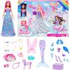 Barbie - Calendario dell'Avvento Dreamtopia, bambola Barbie dai capelli rosa e 24 accessori a sorpresa inclusi tra cui un unicorno e 3 cuccioli, giocattolo per bambini, 3+ anni, HRG90