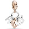PANDORA Icons Pendente con scritta Family placcato in oro rosa 14k e argento con zirconi cubici trasparenti