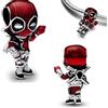 The Charmery Marvel Deadpool Charm in argento Sterling S925, compatibile con ciondoli Pandora, Trollbeads, Chamilia, Biagi e molti altri braccialetti con ciondoli del Regno Unito., Metallo