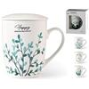 H&H Botanic Tisaniera, New Bone China, Decori Assortiti, Filtro Inox, cl38