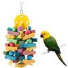 HEEPDD Giocattolo da masticare per uccelli, perline di legno colorate e blocchi di nodi appesi giocattolo pappagallo altalena per macaw africano grigio pappagallini amazzoni cacatua parrocchetto cockatiel pi