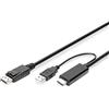 DIGITUS Cavo adattatore da HDMI a DisplayPort - HDMI 1.4 - DP 1.2 - 2,0 m - Ultra HD 4k/30Hz - compatibile con TV/proiettore/monitor - alimentazione esterna USB - A