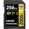 Lexar Professional 2000x Scheda SD 256 GB, Scheda di Memoria SDXC UHS-II senza Lettore, Lettura Fino a 300MB/s, per DSLR, videocamera di qualità cinematografica (LSD2000256G-BNNNG)