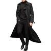 Generic 2023-Nuovo- Trench elegante invernale da uomo Casual doppio petto risvolto manica lunga tinta unita giacca lunga con cintura per lavoro vacanza giacca da snowboard uomo, Nero , L