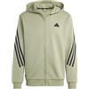 adidas Felpa da Uomo con Cappuccio e Zip Future Icons 3-Stripes Verde Taglia L Codice IY7688