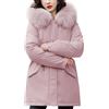 shownicer Cappotto Giubbotto Donna Invernale Piumino Cappotti Imbottita Caldo Parka Felpa con Cappuccio in Pelliccia Giacche Trapuntato Giaccone Outdoor Coat A Rosa L