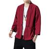 Seidarise Uomo Kimono Tradizionale Giapponese Abbigliamento Maschio Cardigan Noragi Giacca Yukata Cappotto Haori - Rosso - XL