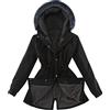 Fannyfuny Cappotto Donna Lana Invernale con Tasche con Cappuccio Stampa Piumino Imbottito Donna con Zip Completa Caldo Colletto Alto Piumino Donna Media Lugghezza Elegante Nero Giubbotto Casual Imbottita Bianco