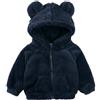 Alunsito Cappotto invernale in pile per bambina e bambino giacca a maniche lunghe per bambini caldo cardigan con cappuccio capispalla autunno inverno 80 blu scuro 9-12 mesi