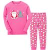 De feuilles Set pigiama natalizio per bambini e bambine con Babbo Natale a maniche lunghe, maglietta + pantaloni rosa 4-5 Anni