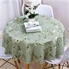 Harrumph Tovaglie Rotonde 160cm Verde Tovaglia Di Lino Di Cotone Verde 丨 Tovaglia Per L'arredamento All'aperto In Cucina [Bordo ondulato]