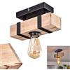 HOFSTEIN Lampada da soffitto Montgomery - Lampada da soffitto in legno e metallo, colore nero/naturale - 1 attacco E27 - Lampada moderna per soggiorno, camera da letto, cucina, ufficio, design rustico