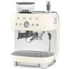Smeg Macchina da caffè Espresso Manuale con macinacaffè integrato 50's Style Panna LUCIDO GARANZIA ITALIA