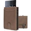 UNOSEKS Portmonee - Portafoglio da uomo con protezione RFID, mini portafoglio da uomo Bifold, slim wallet con scomparto per monete, porta carte di credito da uomo, Pelle marrone, Mit Kartenbox und