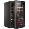 Haier Wine Bank 50 Serie 5 Cantinetta Vino, 49 Bottiglie, 1 Zona, Vetro Anti-UV, LED 3D, Ripiani in Legno, Controllo tramite App, Libera Installazione, Classe F, 49,7 x 58,5 x 82 cm, Nera - HWS49GA