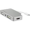 StarTech.com Adattatore USB C a HDMI, VGA, Mini DisplayPort o DVI - Adattatore multiporta USB tipo C per monitor HDMI 1.4 o mDP 1.2 (4K) - VGA o DVI (1080p) - Alluminio - Argento (CDPVGDVHDMDP)