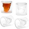 DAWRIS Set di 4 Bicchieri da Liquore a Forma di Teschio - Divertenti per Tequila e Cola (20 ml)