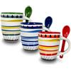 ARCA, Set 3 Tazzine da Caffè Apulia Spirale con Cucchiaino, Realizzate in Ceramica Decorata, Lavabili in Lavastoviglie, Capacità 90 ml, 6x7 cm, Colori Assortiti