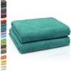 ZOLLNER 2 teli da bagno - morbidi e assorbenti teli doccia XXL - lavabili a 95°C - cotone - 100x150 cm - turchese