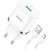 HOCO CARICABATTERIE DA CASA ORIGINALE N3 USB QC 18W CAVO MICROUSB WHITE PER MODELLI A MARCHIO SAMSUNG