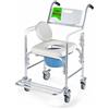 Ortopal Comoda WC per Anziani 4 in 1 - Seduta Imbottita, Vaso Rimovibile, Alzawater, Sedia da Letto con Ruote Girevoli, Sedia Comoda per Disabili e Anziani - Capacità Max 120 kg