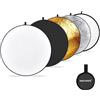 NEEWER Diffusore Riflettore di Luce da 12/30cm Multi Disco Pieghevole 5 in 1 con Borsa - Traslucido, Argento, Oro, Bianco e Nero per Illuminazione Fotografia da Studio per Esterni