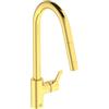 Ideal Standard - Gusto, Miscelatore monocomando per lavello da cucina, Bocca alta tubolare con doccetta orientabile ed estraibile a una funzione, Brushed Gold