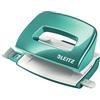 Leitz Mini Perforatore, Capacità fino a 10 Fogli, Barra di Selezione del Formato, Metallo, Gamma WOW, Box, Blu (Ghiaccio)