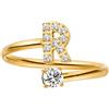 Purelei® Anello con lettere - Anello da donna in acciaio inossidabile resistente - Anelli resistenti all'acqua - Anelli regolabili da taglia 50 a 60 - Gioielli per il tuo look personale, Gemma