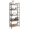 WOLTU Libreria Scaffale a 5 Livelli, Libreria Verticale Struttura in Metallo per Soggiorno/Camera da Letto/Studio, 60x27,5x160cm, Bianco + Rovere chiaro