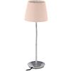 Relaxdays Lampada da Tavolo Vintage, Abat Jour da Comodino, Paralume in Stoffa, Base in Metallo, Attacco E14, Rosa